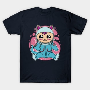 Astronaut Cat Kawaii Anime Kitten Wearing Space Suit T-Shirt
